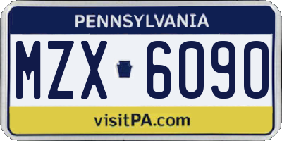 PA license plate MZX6090