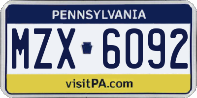 PA license plate MZX6092