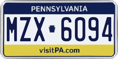 PA license plate MZX6094