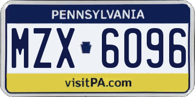 PA license plate MZX6096
