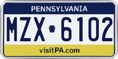 PA license plate MZX6102