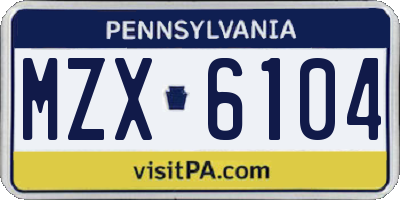 PA license plate MZX6104