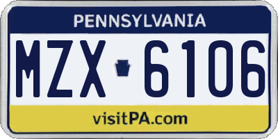 PA license plate MZX6106