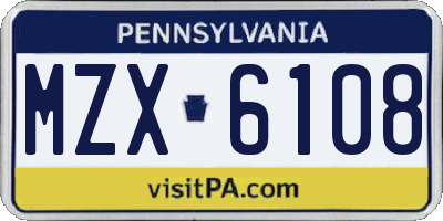 PA license plate MZX6108