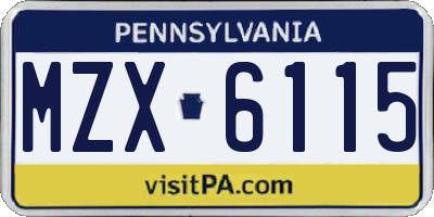 PA license plate MZX6115
