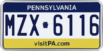PA license plate MZX6116