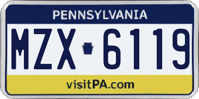 PA license plate MZX6119