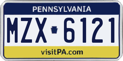 PA license plate MZX6121