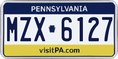 PA license plate MZX6127