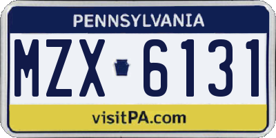 PA license plate MZX6131