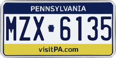 PA license plate MZX6135