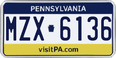 PA license plate MZX6136