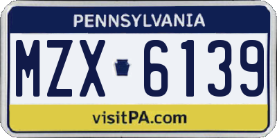 PA license plate MZX6139