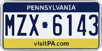 PA license plate MZX6143