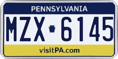 PA license plate MZX6145
