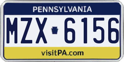 PA license plate MZX6156