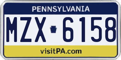 PA license plate MZX6158