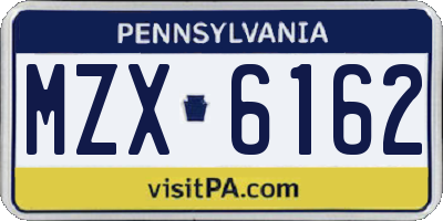 PA license plate MZX6162