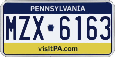 PA license plate MZX6163