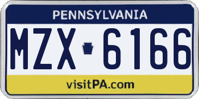 PA license plate MZX6166