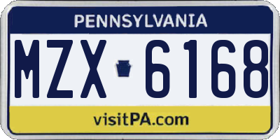 PA license plate MZX6168