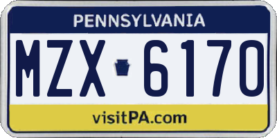 PA license plate MZX6170