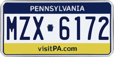 PA license plate MZX6172