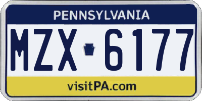 PA license plate MZX6177
