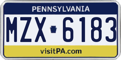 PA license plate MZX6183
