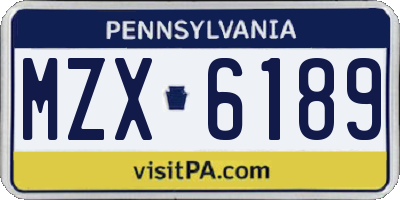PA license plate MZX6189