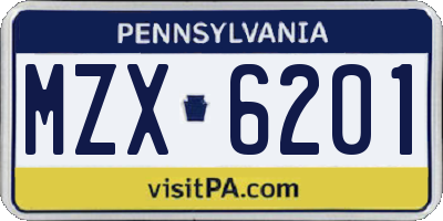 PA license plate MZX6201