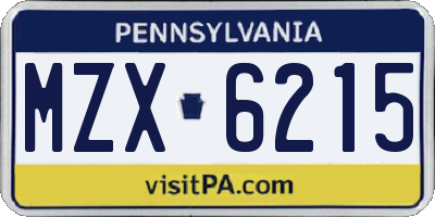 PA license plate MZX6215