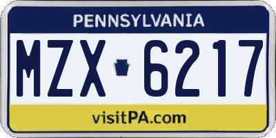 PA license plate MZX6217