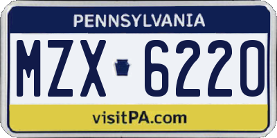 PA license plate MZX6220