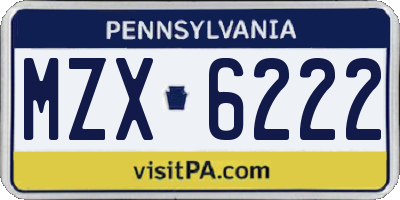 PA license plate MZX6222