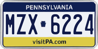 PA license plate MZX6224