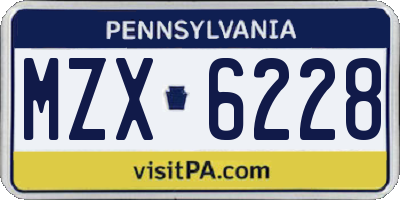 PA license plate MZX6228