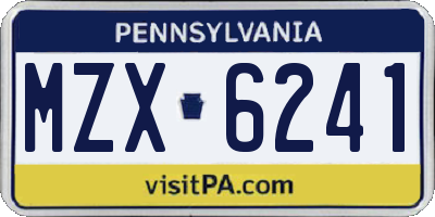 PA license plate MZX6241