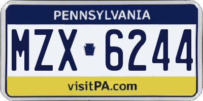 PA license plate MZX6244