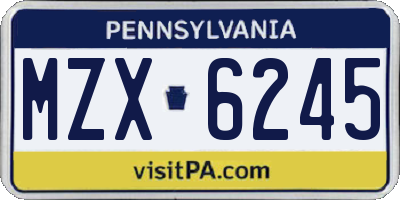PA license plate MZX6245