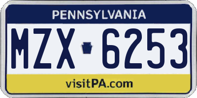 PA license plate MZX6253