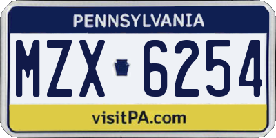PA license plate MZX6254