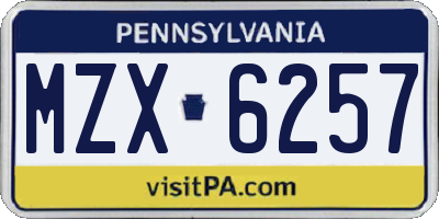PA license plate MZX6257