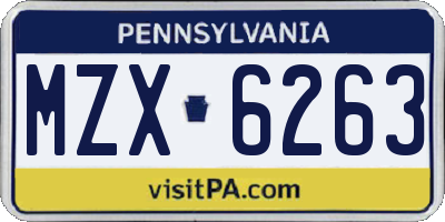 PA license plate MZX6263