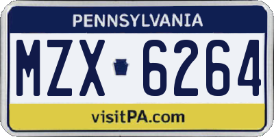 PA license plate MZX6264
