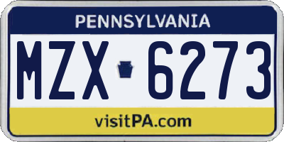 PA license plate MZX6273