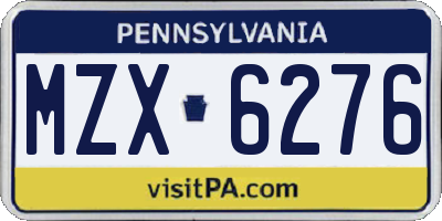 PA license plate MZX6276