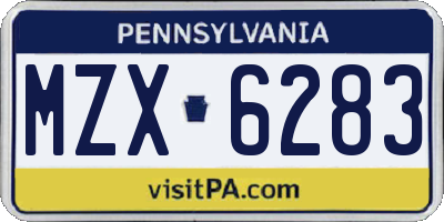 PA license plate MZX6283