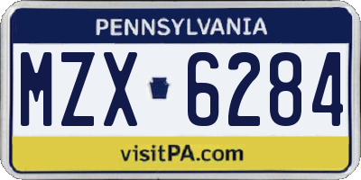 PA license plate MZX6284