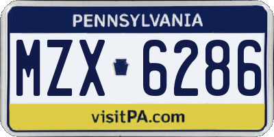 PA license plate MZX6286
